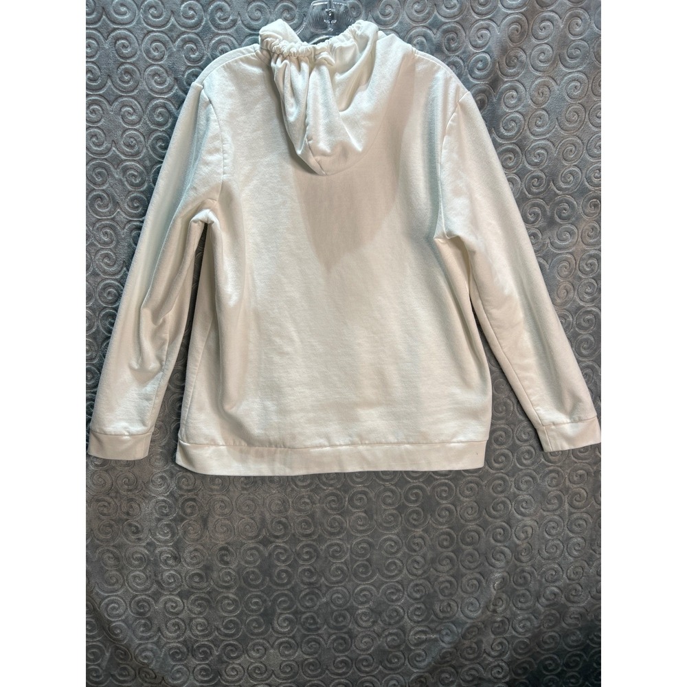 Eddie Bauer Womens XL Full Zip Hoodie Hooded Sweatshirt‎ Jacket Ivory White - Picture 6 of 6